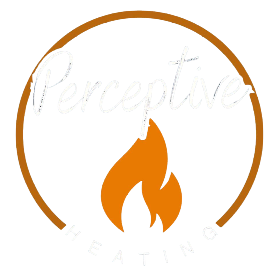 Perceptive Heating logo with an orange flame icon and circular heating graphic